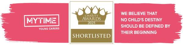 MYTIME Young Carers Banner with The Charity Awards Shortlisted logo